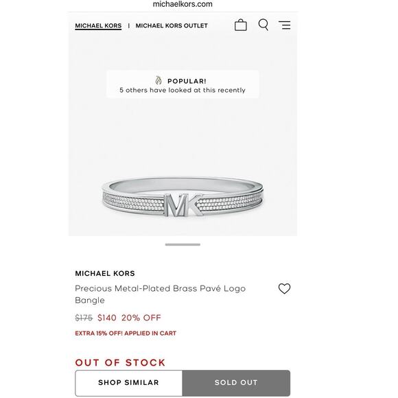 Michael Kors MK logo Silvertone pace rhinestone clamper bracelet - Picture 9 of 9